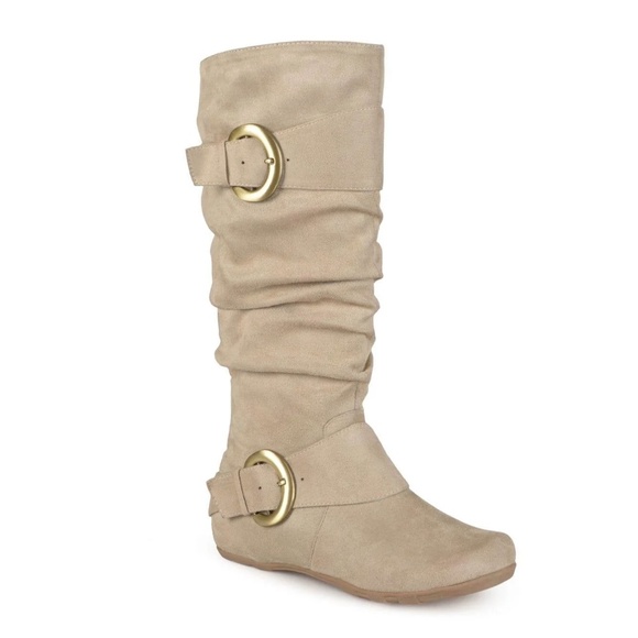 Journee Jester Mid Calf Riding Boots with Hidden Wedge Heel - Picture 1 of 9